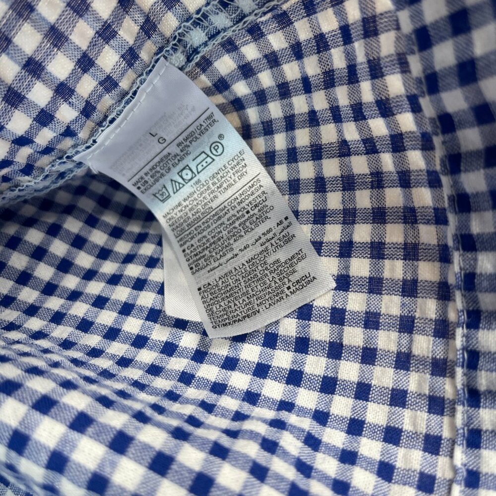 Old Navy Dress Womens L Blue Gingham Plaid Tiered Seersucker Maxi Cottagecore - Picture 6 of 10